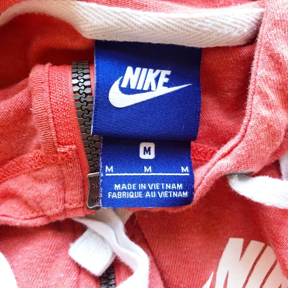 Nike Jacket Womens Medium NSW Gym Vintage Organic Cotton Full Zip Hoodie Orange